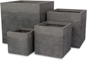 Primrose Garden Light Grey Fibrecotta Brick Square Planter Pot XL 50cm