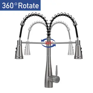 Silver Pre-rinse Pull-Down Swivel Kitchen Mixer Tap Faucet