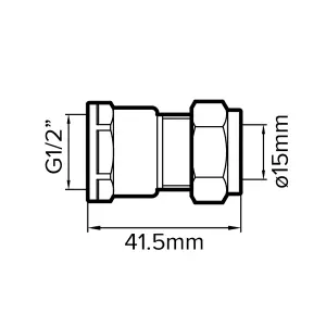 Plumbsure Compression Straight Coupler (Dia)15mm, (L)41.8mm