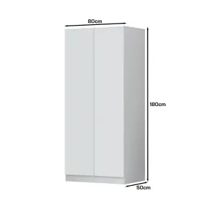 2 Door Wardrobe Double Door Push To Open Slow Close Matt White Finish