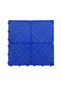 Heavy duty PVC Interlocking Vented Garage Mat  Blue Dimensions 40cm x 40cm x 2cm