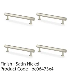 4 PACK - Industrial Hex T Bar Pull Handle - Satin Nickel 128mm Centres Kitchen Cabinet