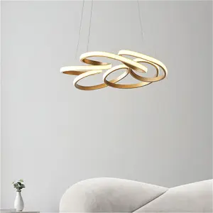 Hanging Ceiling Pendant Light - Satin Gold Paint & White Silicone - 51W LED (Smd 2835) Warm White