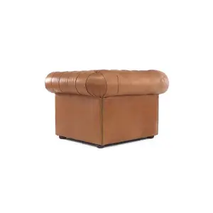 Chesterfield Handmade Low Back Club ArmChair Old English Tan Real Leather In Classic Style