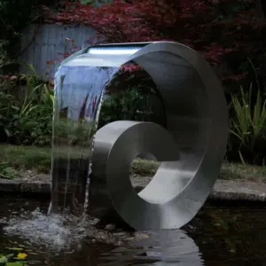 Atlantis Cascading Stainless Steel Water Feature with Lights 65cm