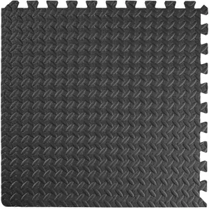 Gym Mats - 24 interlocking sections with 48 edge pieces, 61 x 61 cm each - black