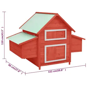 Chicken Coop Red and White 152x96x110 cm Solid Firwood