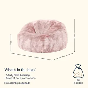 icon Kids Classic Faux Fur Bean Bag Chair Light Pink Bean Bags for Children