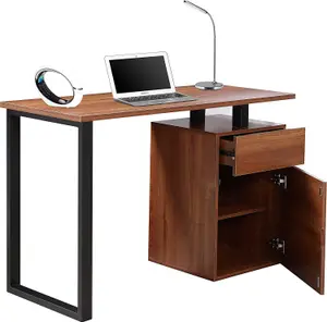 Homeology CALISTA Walnut with Matte Black Legs Contemporary Home Office Computer Desk