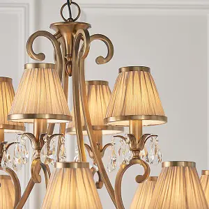 Luminosa Oksana 12 Light Multi Arm Chandelier Antique Brass Finish, E14