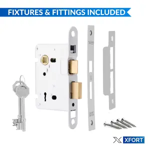 XFORT 3 Lever Satin Chrome Mortice Sashlock 75mm