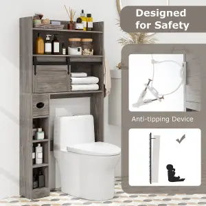 COSTWAY Over The Toilet Storage Cabinet Bathroom Organizer Toilet Rack