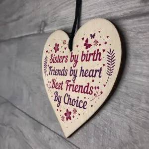 Red Ocean Handmade Sister Friendship Gift For Birthday Wooden Hanging Heart Sister Thank You Gifts Best Friend Sign