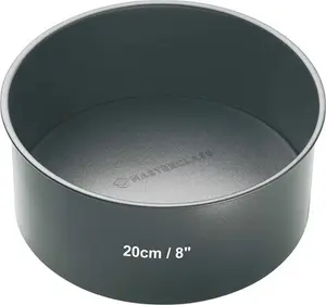 Masterclass 20 cm Deep Cake Tin With PFOA Non Stick And Loose Bottom, 1 mm Carbon Steel, 8 Inch Round Pan, Grey