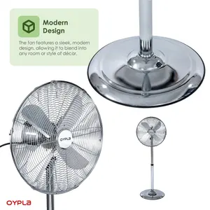 Oypla Electrical 16" Inch 40cm Chrome Metal Pedestal 3 Speed Stand Fan Cooling