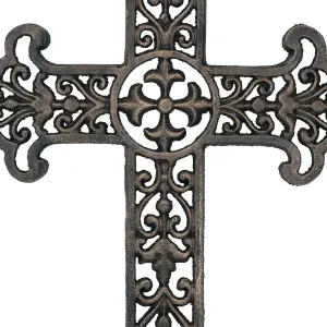 Metal Cross Sign Plaque Cast Iron Door Wall House Shed Church Victorian Gothic