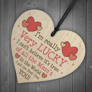 FUNNY Mothers Day Birthday Gift For Mum Wood Heart Gift From Daughter Son Keepsake