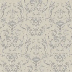 Galerie Ornamenta 2 Silver Grey Toscano Damask Embossed Wallpaper