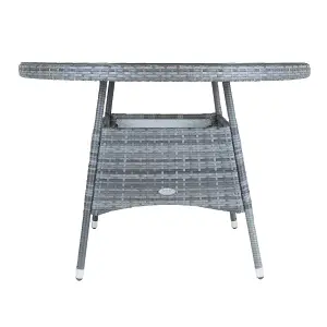 Charles Bentley 4 Seater Round Rattan Dining Table - Grey