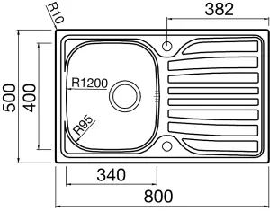 Clearwater Verdi Small Single Bowl and Drainer Stainless Steel Kitchen Sink 800X500mm - VE80