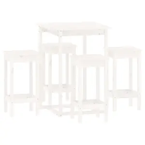 Berkfield 5 Piece Bar Set White Solid Wood Pine