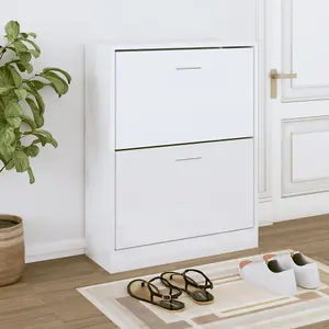 Berkfield Shoe Cabinet High Gloss White 63x24x81 cm Engineered Wood