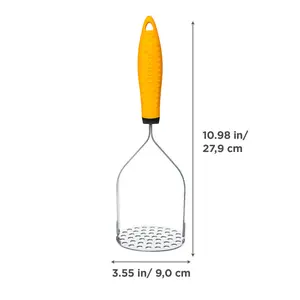 Deiss Pro Heavy Duty Stainless Steel Potato Masher with Non-Slip Rubber Handle Orange/Silver