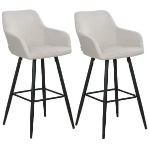 Set of 2 Bar Chairs CASMALIA Velvet Taupe