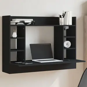 Berkfield Wall-Mounted Desk Black 105x48x75 cm Engineered Wood