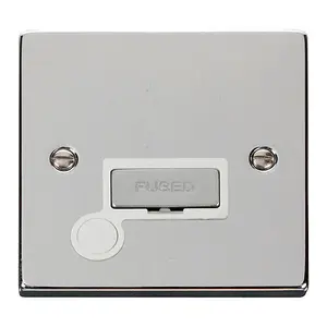 Polished Chrome 13A Fused Ingot Connection Unit With Flex - White Trim - SE Home