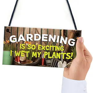 Red Ocean Gardening So Exciting Wet My Plants Sign Wall Garden Garage Gate Door Plaque Garden Signs And Plaques Shed Sign