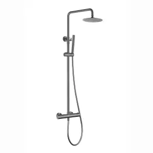 ENKI Dune Gunmetal Grey Round Thermostatic Shower Head & Handheld 200mm