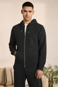 Mens Next Black Zip Through Hoodie - Black