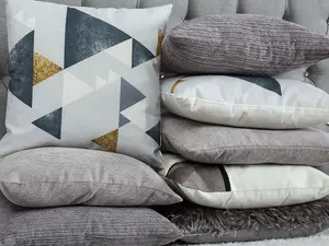 Set of 2 Cushions WEDELIA Cotton 45 x 45 cm Geometric Grey