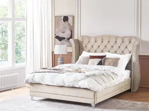 Velvet EU King Size Bed Beige AYETTE