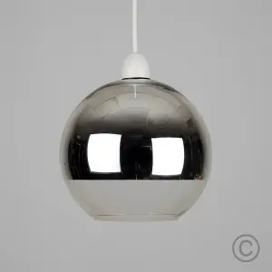 ValueLights Daelim Retro Two Tone Chrome and Clear Glass Ball Ceiling Pendant Light Shade