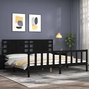 Berkfield Bed Frame with Headboard Black 200x200 cm Solid Wood