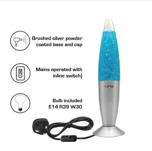 16inch Aluminium Wax Melting Mood Light Lava Lamp - Glitter Blue