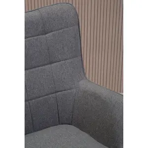 Interiors by Premier Durable Grey Fabric Armchair with Black Legs, High Back Patterned Armchair, Easy to Maintain Bucket Chair