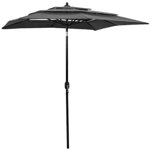 Berkfield 3-Tier Parasol with Aluminium Pole Anthracite 2x2 m