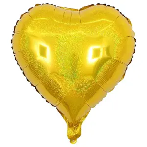 Realmax Holographic Heart Foil Balloon (Pack of 10) Gold (One Size)