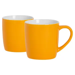 Argon Tableware - Coloured Coffee Mugs - 350ml - Pack of 2 - Yellow