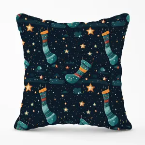 Christmas Stocking In A Starry Night Sky Outdoor Cushion 45cm x 45cm