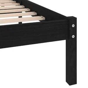 Berkfield Bed Frame Black Solid Wood Pine 140x200 cm