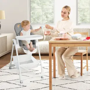 Costway Adjustable Baby High Chair Convertible Infant Dining Chair With 5-point Harness