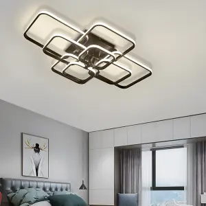 8 Light Square Black Modern LED Energy Efficient Semi Flush Acrylic Ceiling Light Fixture Dimmable