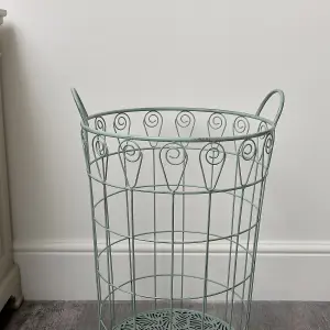 Melody Maison Large Ornate Rustic Sage Green Laundry Storage Basket - 61cm