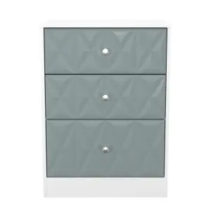 San Jose Ready assembled Duck egg blue & white 3 Drawer Chest (H)791mm (W)746mm (D)395mm