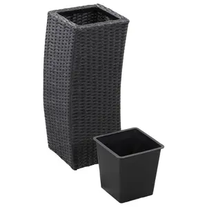 Berkfield Garden Raised Beds 3 pcs Poly Rattan Black