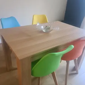 Dining Table With 4 Chairs, Dining Table Room Set 4, Wooden OAK Effect Table Mix Coulur Chairs, Kosy Koala